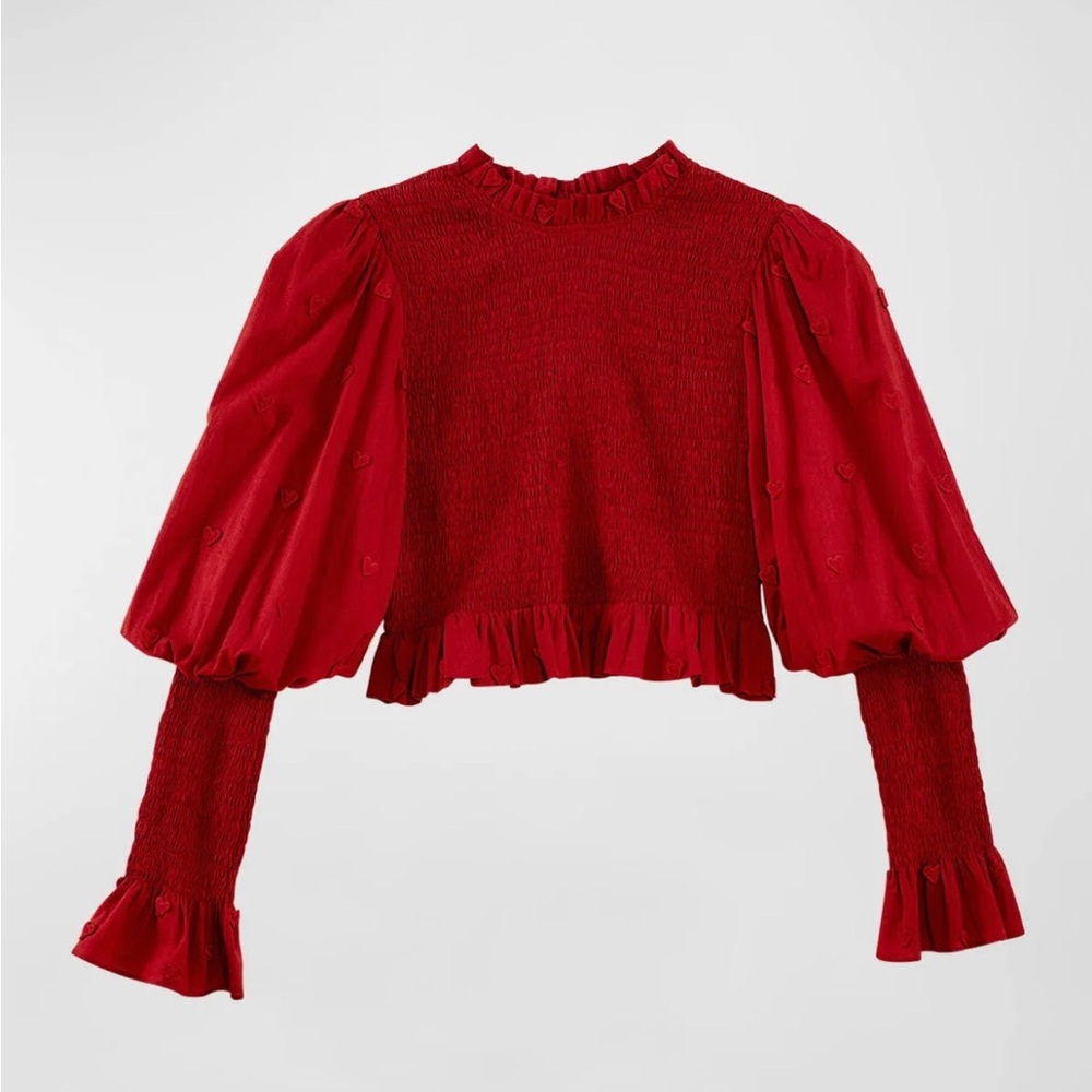 NEW! Farm Rio 3d Heart Smocked Blouse